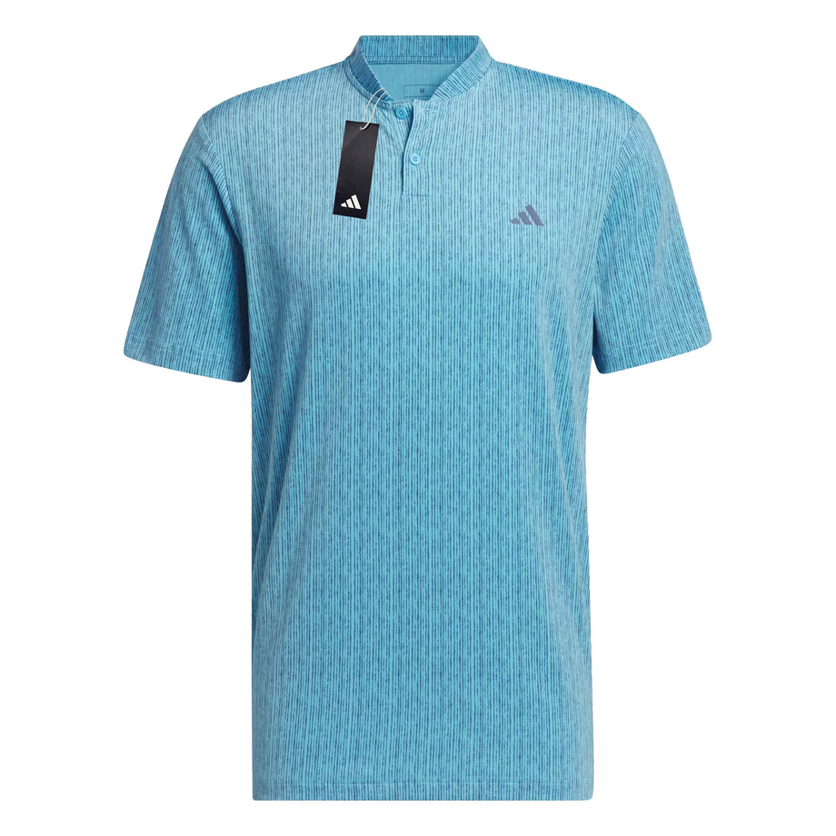 Adidas Blade Neck Sport Stripe Golf Polo Shirt - Blue
