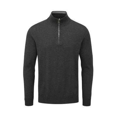 Oscar Jacobson Waldorf Cotton 1/4 Zip Pullover - Carbon Black