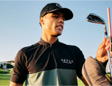 Reflo Tobol Blade Collar Zip Neck Performance Golf Polo Shirt - Caviar / Dark Forest