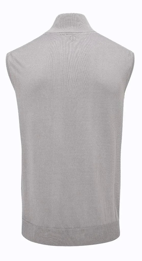 Oscar Jacobson Bob Cotton 1/4 Zip Sleeveless Vest Pullover - Light Grey