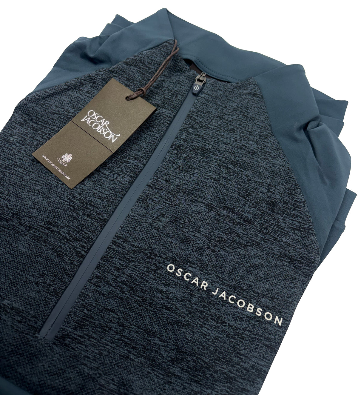 Oscar Jacobson Lexington Tour Heathered 1/4 Zip Pullover - China Blue