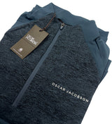 Oscar Jacobson Lexington Tour Heathered 1/4 Zip Pullover - China Blue