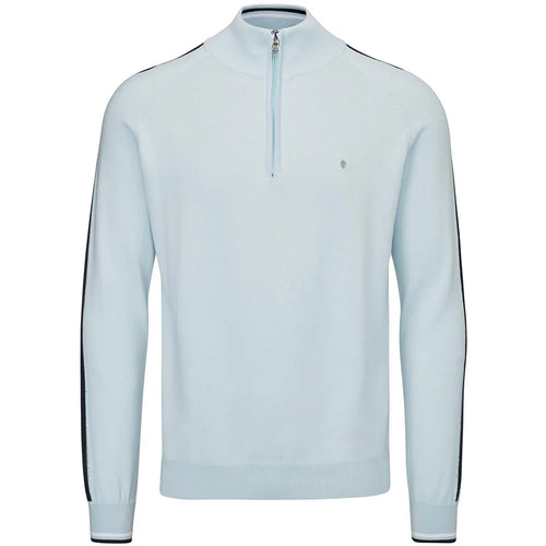 Oscar Jacobson Repton Pin 1/4 Zip Pullover - Cool Blue - Made in Italy 🇮🇹