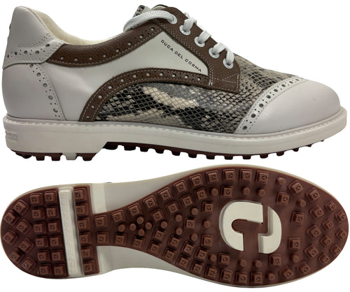 Duca Del Cosma Dandy Leggaro Spikeless Golf Shoes - SAMPLE - White / Snake
