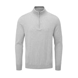 Oscar Jacobson Waldorf Cotton 1/4 Zip Pullover - Light Grey