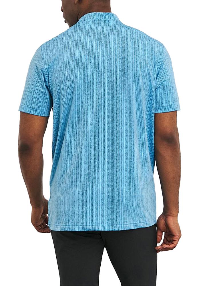 Adidas Blade Neck Sport Stripe Golf Polo Shirt - Blue