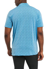 Adidas Blade Neck Sport Stripe Golf Polo Shirt - Blue