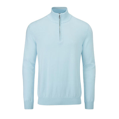 Oscar Jacobson Waldorf Cotton 1/4 Zip Pullover - Light Blue