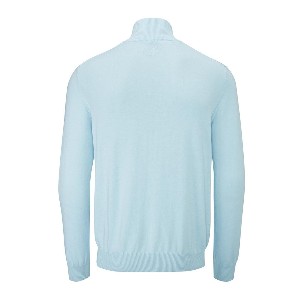 Oscar Jacobson Waldorf Cotton 1/4 Zip Pullover - Light Blue