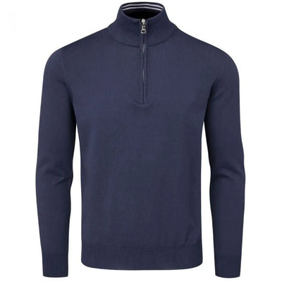 Oscar Jacobson Waldorf Cotton 1/4 Zip Pullover - Navy
