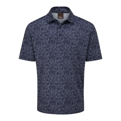 Oscar Jacobson Hollow Pattern Polo Shirt - Navy