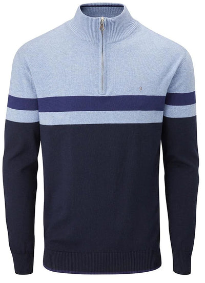 Oscar Jacobson Windsor Pin Cotton 1/4 Zip Pullover - Navy / Blue