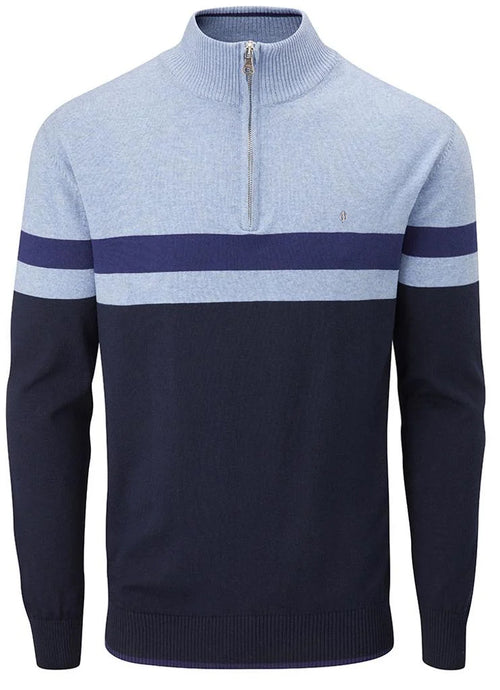 Oscar Jacobson Windsor Pin Cotton 1/4 Zip Pullover - Navy / Blue