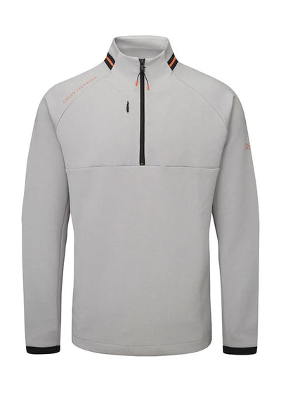 Oscar Jacobson Tarren 1/4 Zip Tech Pullover - Light Grey Marl
