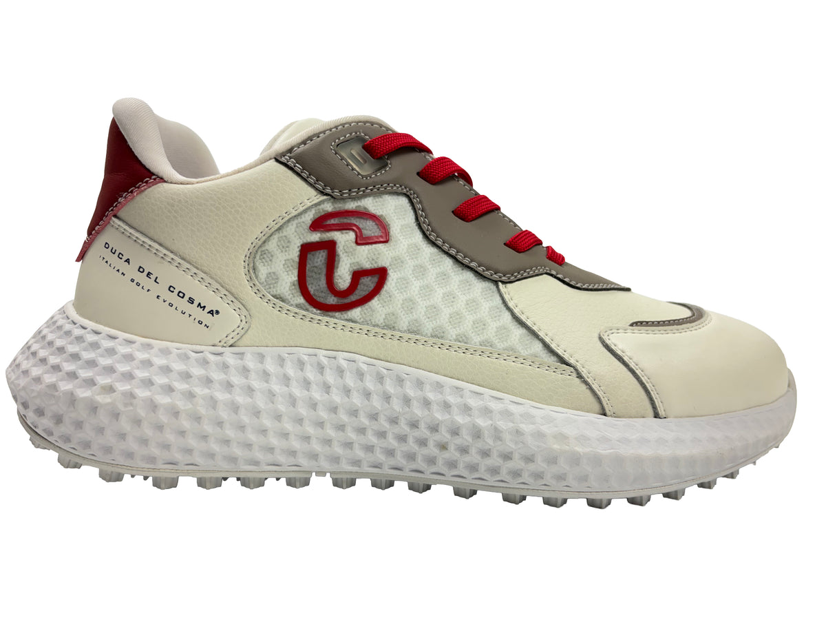Duca Del Cosma Pompei Spikeless Golf Shoes - SAMPLE - White / Red