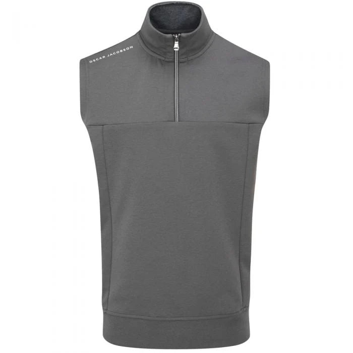 Oscar Jacobson Hawkes Sleeveless 1/4 Zip Pullover Vest - Charcoal