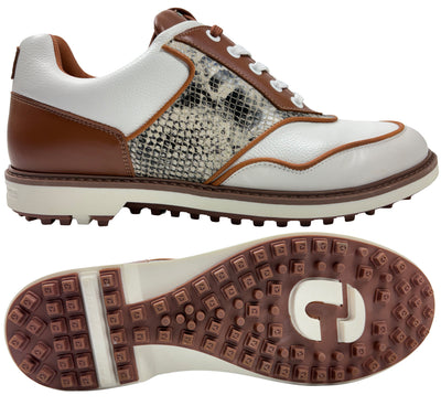 Duca Del Cosma Verezzo Spikeless Golf Shoes - SAMPLE - White / Snake