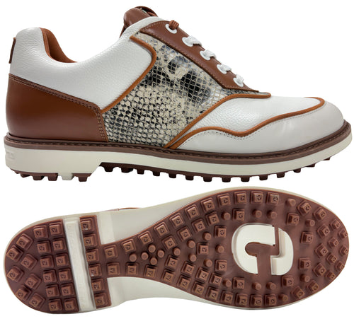 Duca Del Cosma Verezzo Spikeless Golf Shoes - SAMPLE - White / Snake