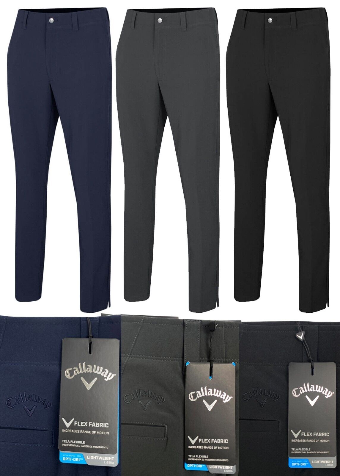 Callaway Mens Lightweight Golf Trousers Black 32x30 4 Way stretch Moisture   eBay
