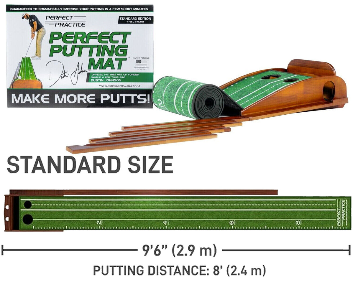 Perfect Practice Golf Putting Mat - Standard Edition + Putter Stand Bundle -  As Used By Dustin Johnson