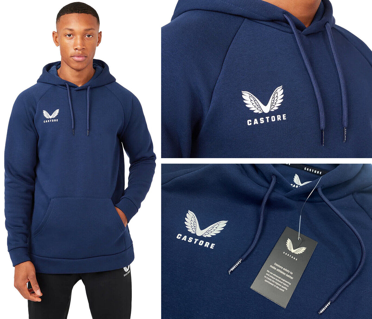 Castore Brush Back Overhead Hoodie - Navy