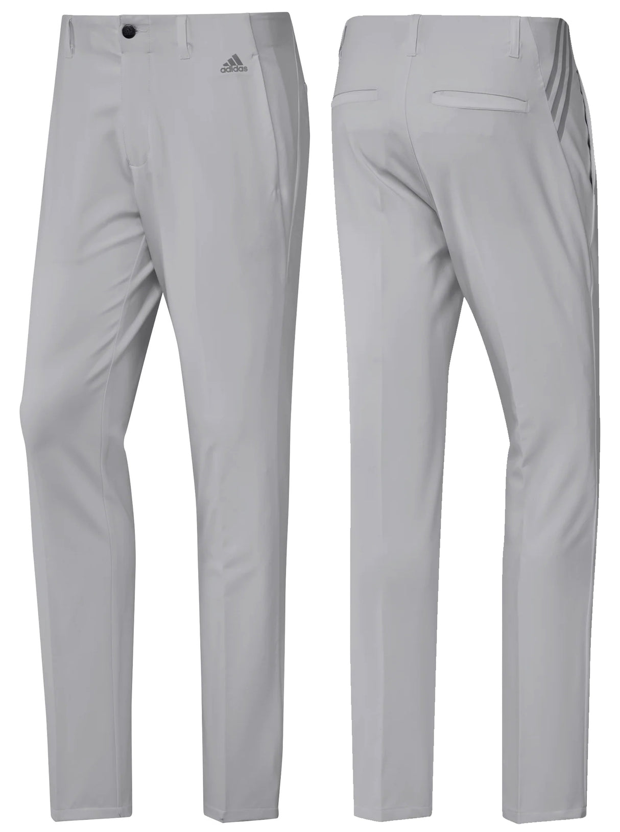 Adidas Golf Ultimate 365 Tapered 3 Stripe Golf Trousers - Light Grey