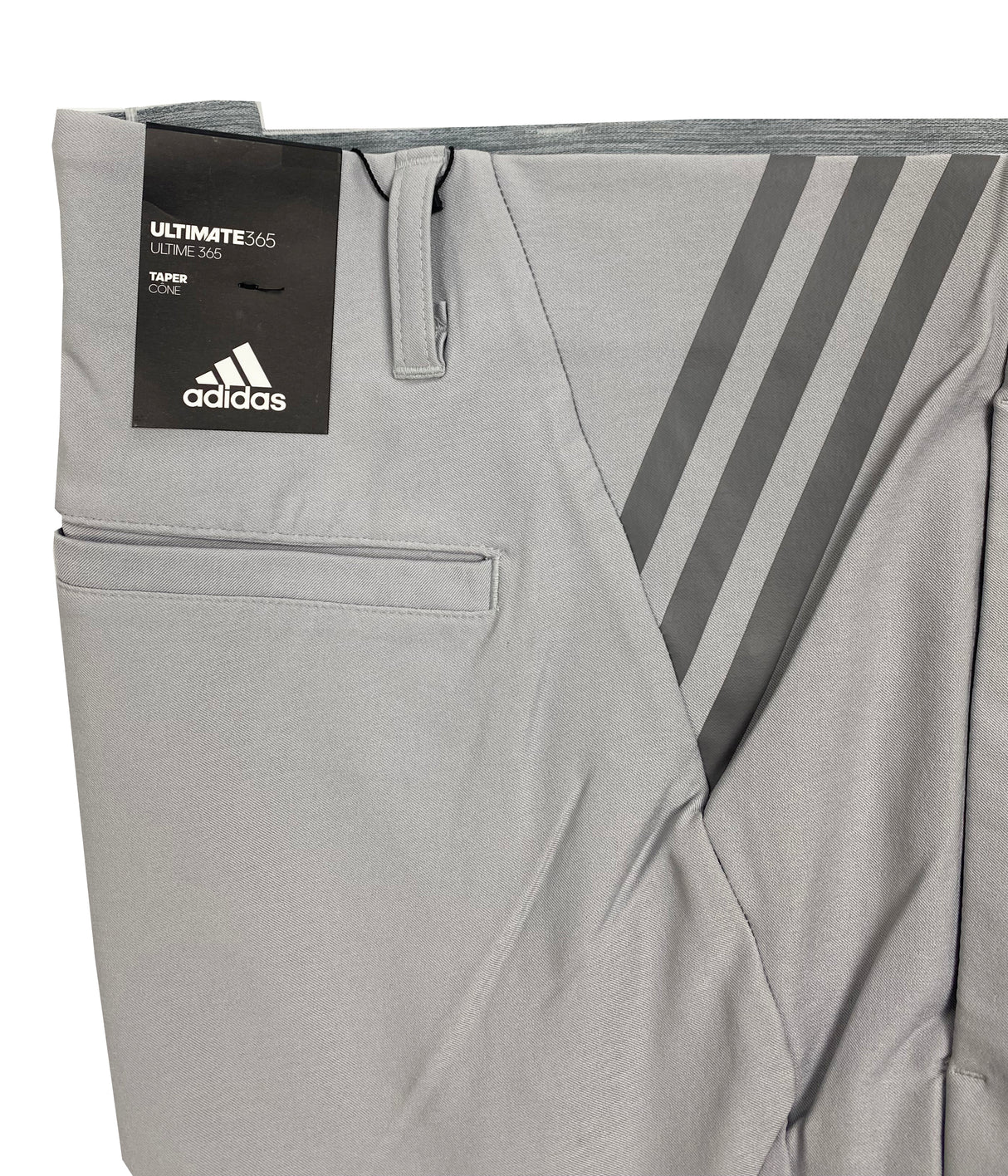 Adidas Golf Ultimate 365 Tapered 3 Stripe Golf Trousers - Light Grey